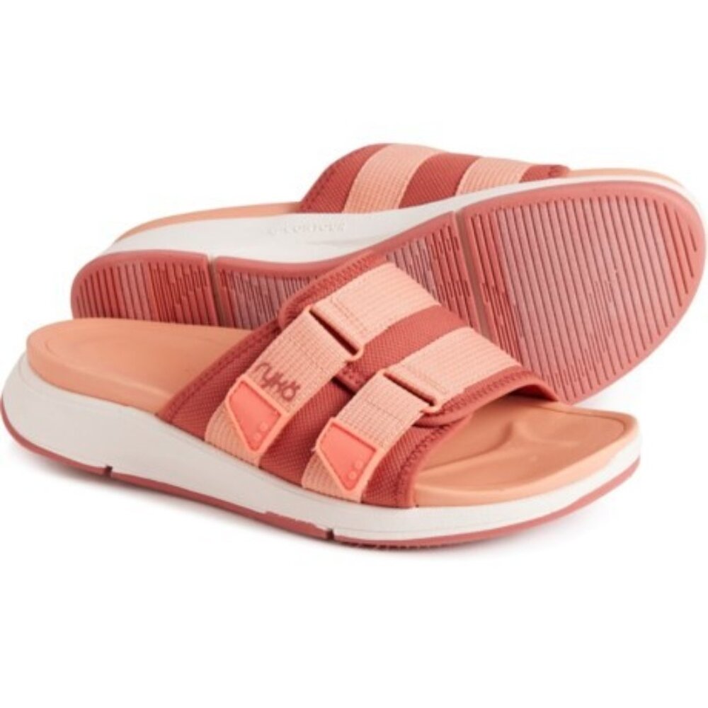 Ryka Tribute Recovery Slip On Sandals Slides Adobe & Peach Orange Size 7 NEW